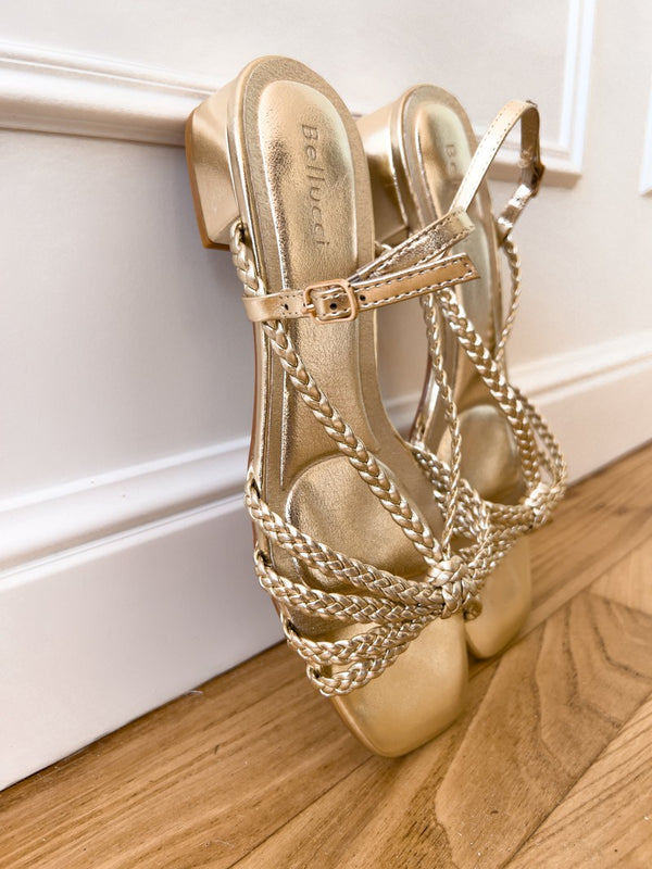 Sandales dorées "Léa" à petits talons