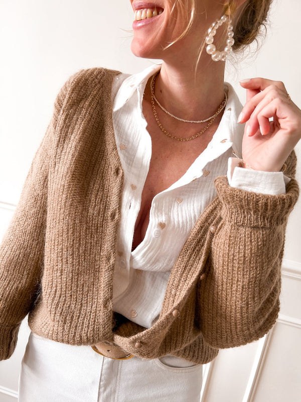 Pull/Gilet "Jeanne" Taupe